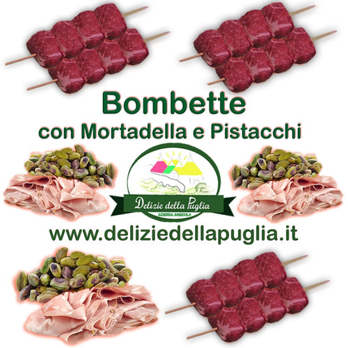 Ecco finalmente la Bombetta con Mortadella e Pistacchi dalla Puglia un piatto tipico della Terra di Puglia a base di carne e consiste nella preparazione di involtini di maiale avvolti e accarezzati dalla pancetta o capocollo di Martina franca.